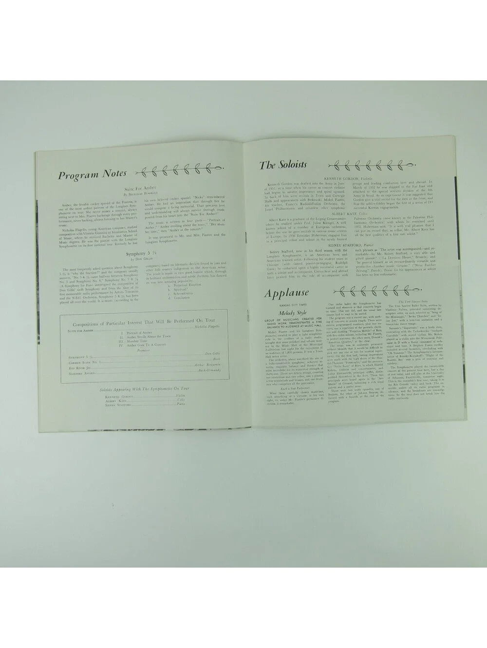 The Longines Symphonette Music Program Mishel Piastro Tour Booklet Vintage 1950s